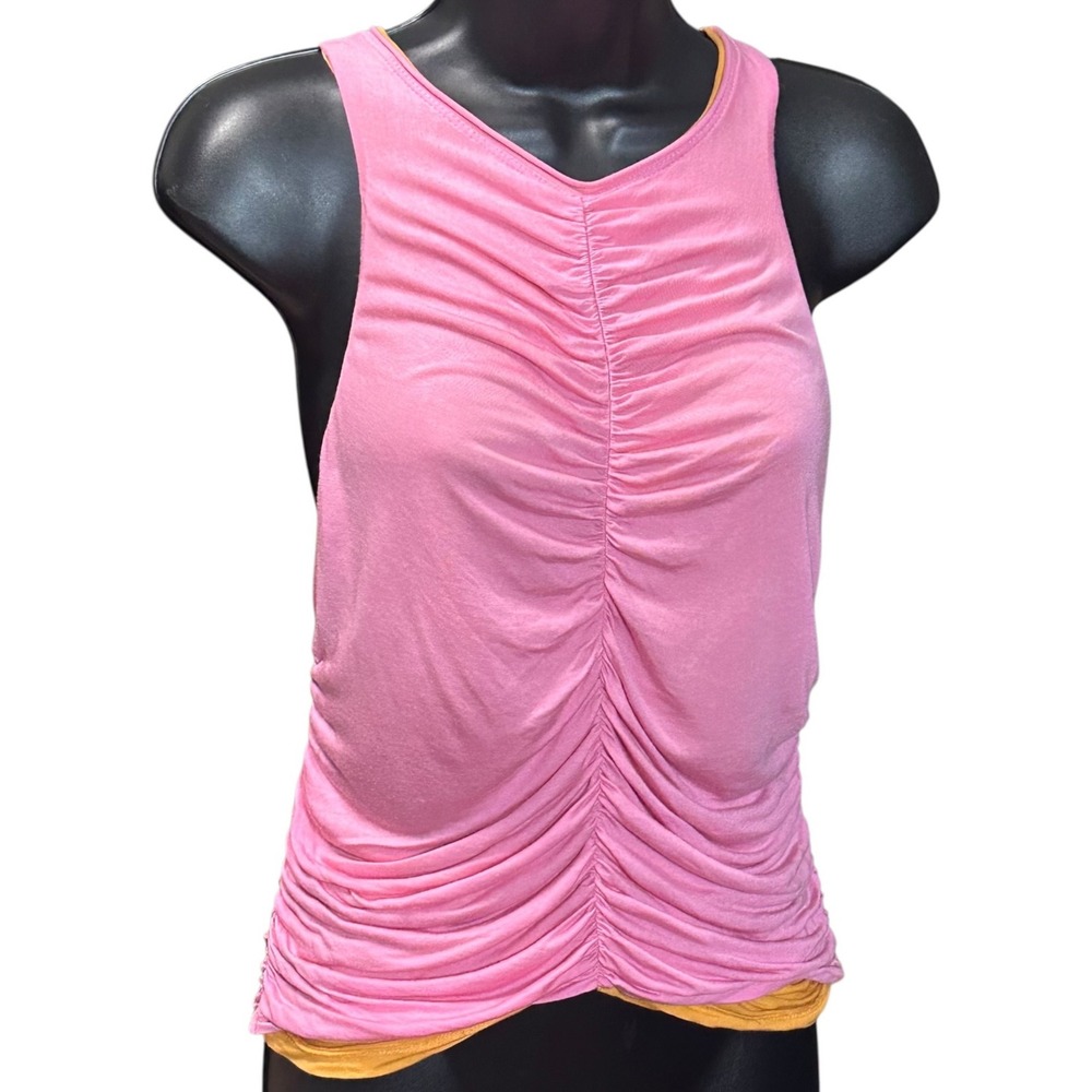Pilcro Sleeveless Top Women Large Pink Excellent Ruched Keyhole Anthropologie